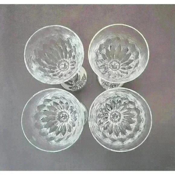 Vintage Josair Edith Crystal Large Claret Wine Glass Goblet Set 4 Glasses Signed - Picture 3 of 6